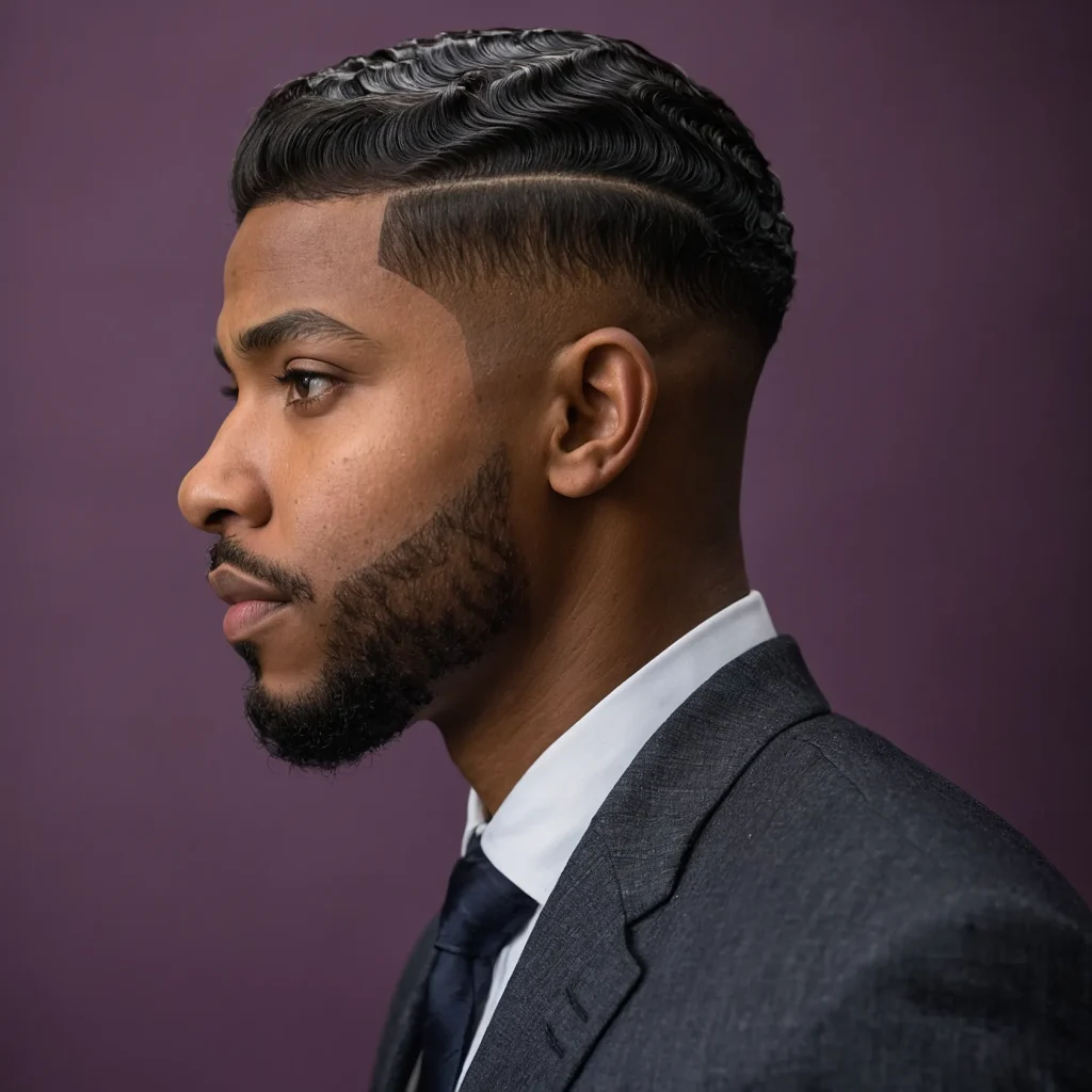 Classic Fade with WavesBlack man with deep