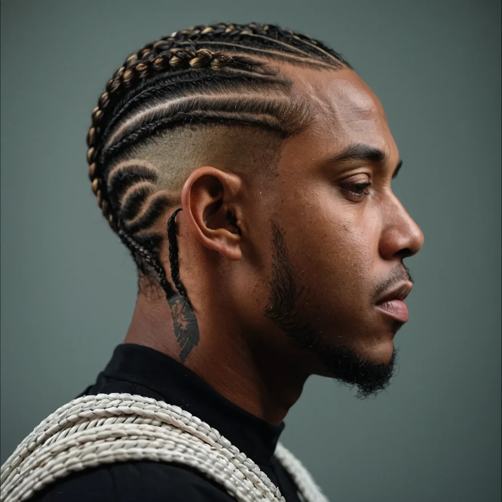 Faded CornrowsBlack man with cornrows braid