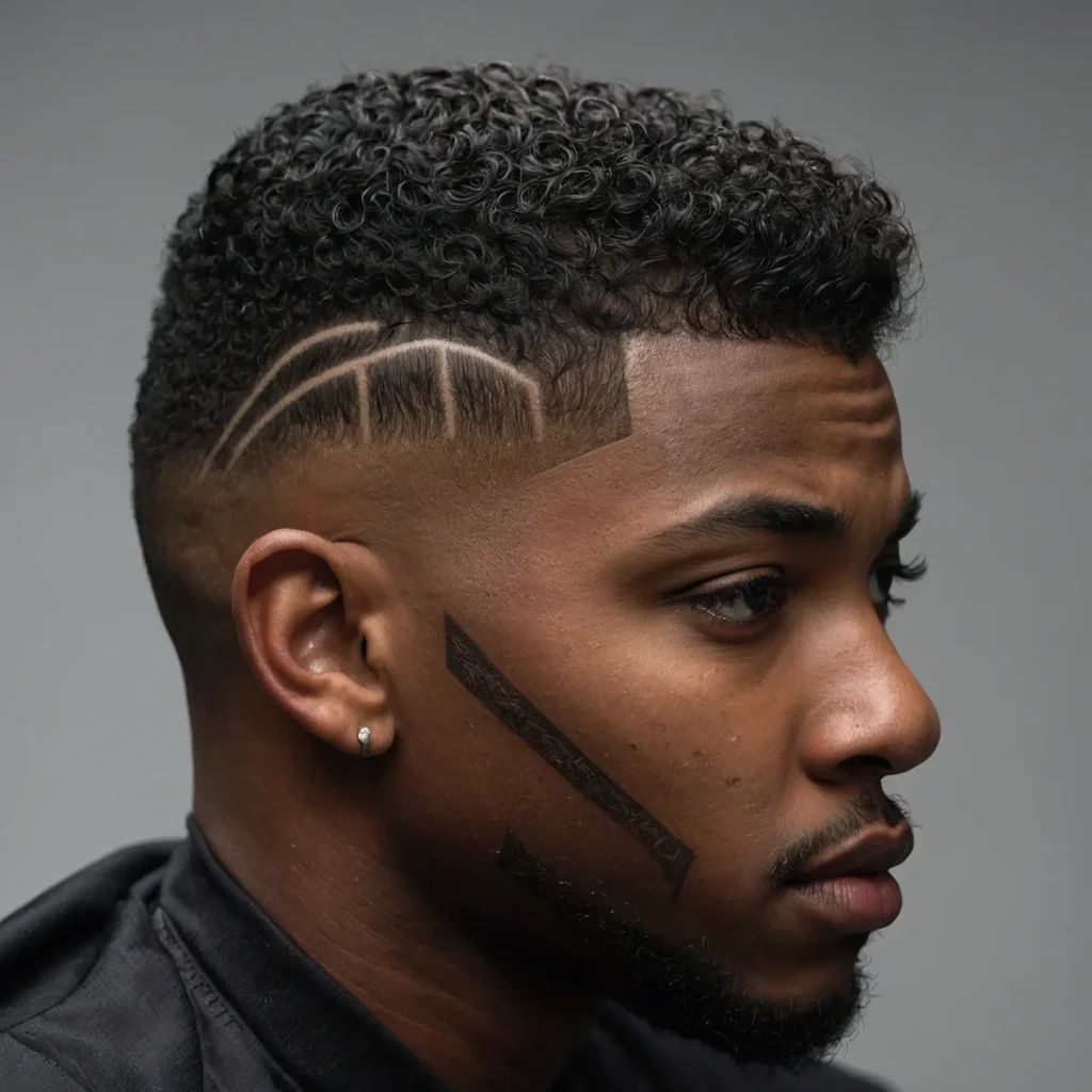 High Fade with DesignBlack man with high