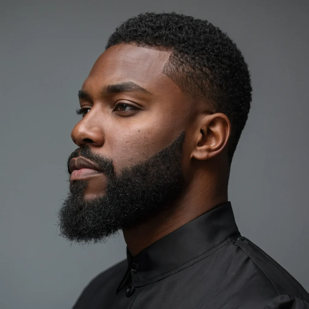 Low Taper Fade Sharp Beard BlendBlack man