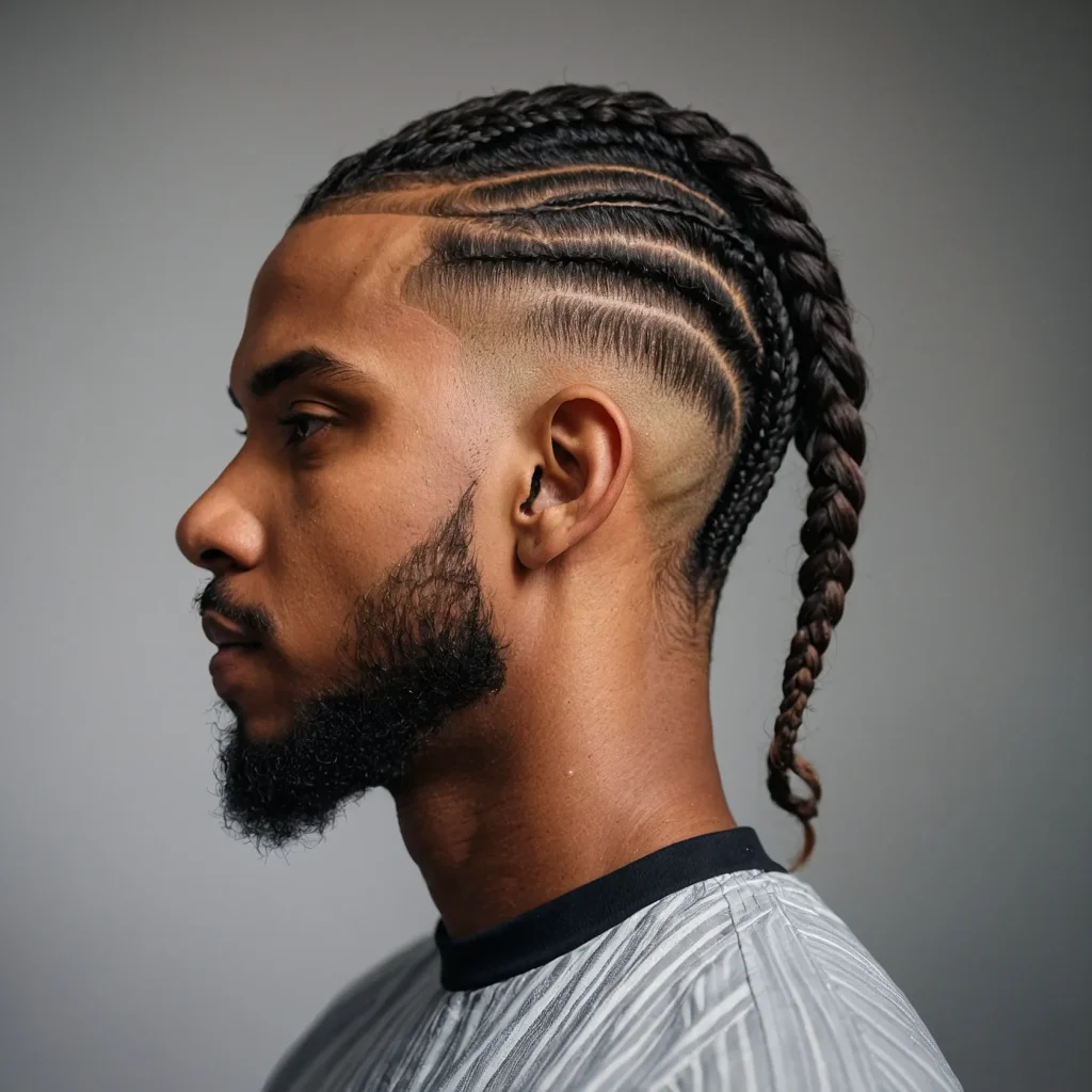 Low Taper Fade with Braided TopBlack man wi