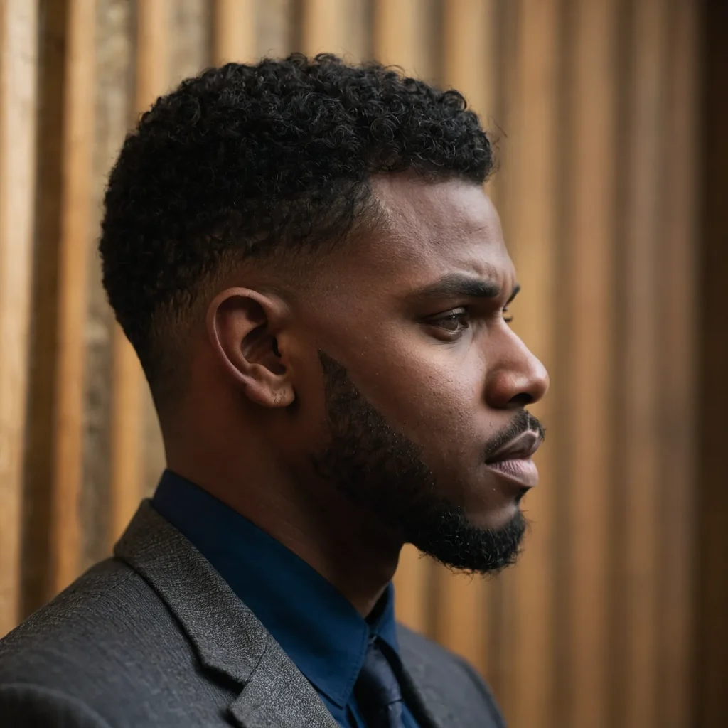 Low Taper Fade with Tapered SideburnsBlack
