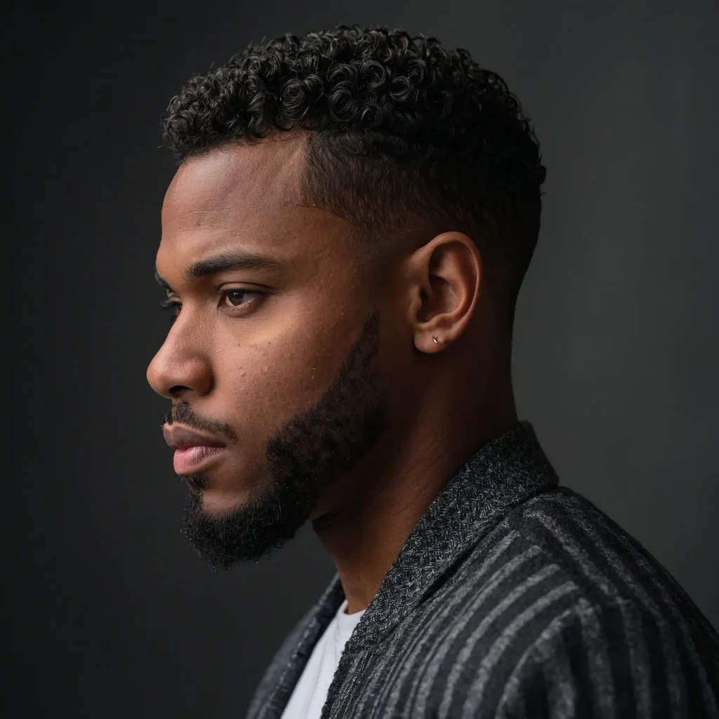 Low Taper with Defined CurlsBlack man with
