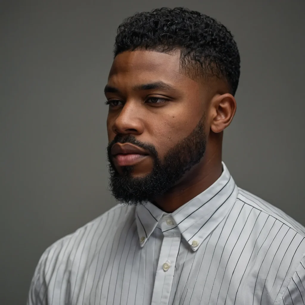 Mid Fadecrisp mid fade on Black man blend