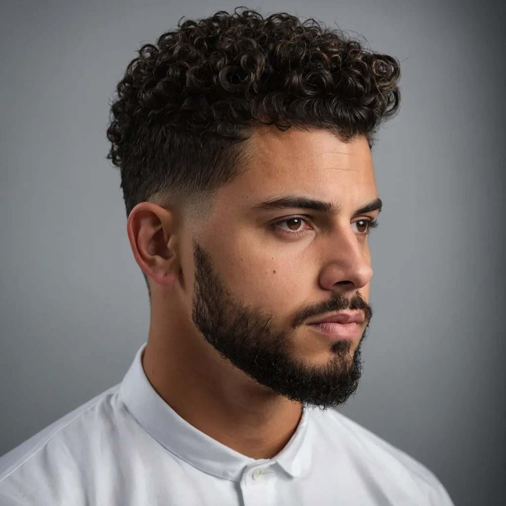 Taper Fade with Curly Topman with short to