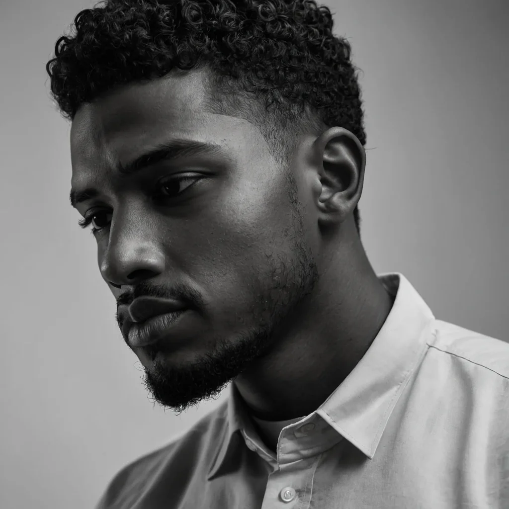 Taper Fade with Natural Curlsman with natur