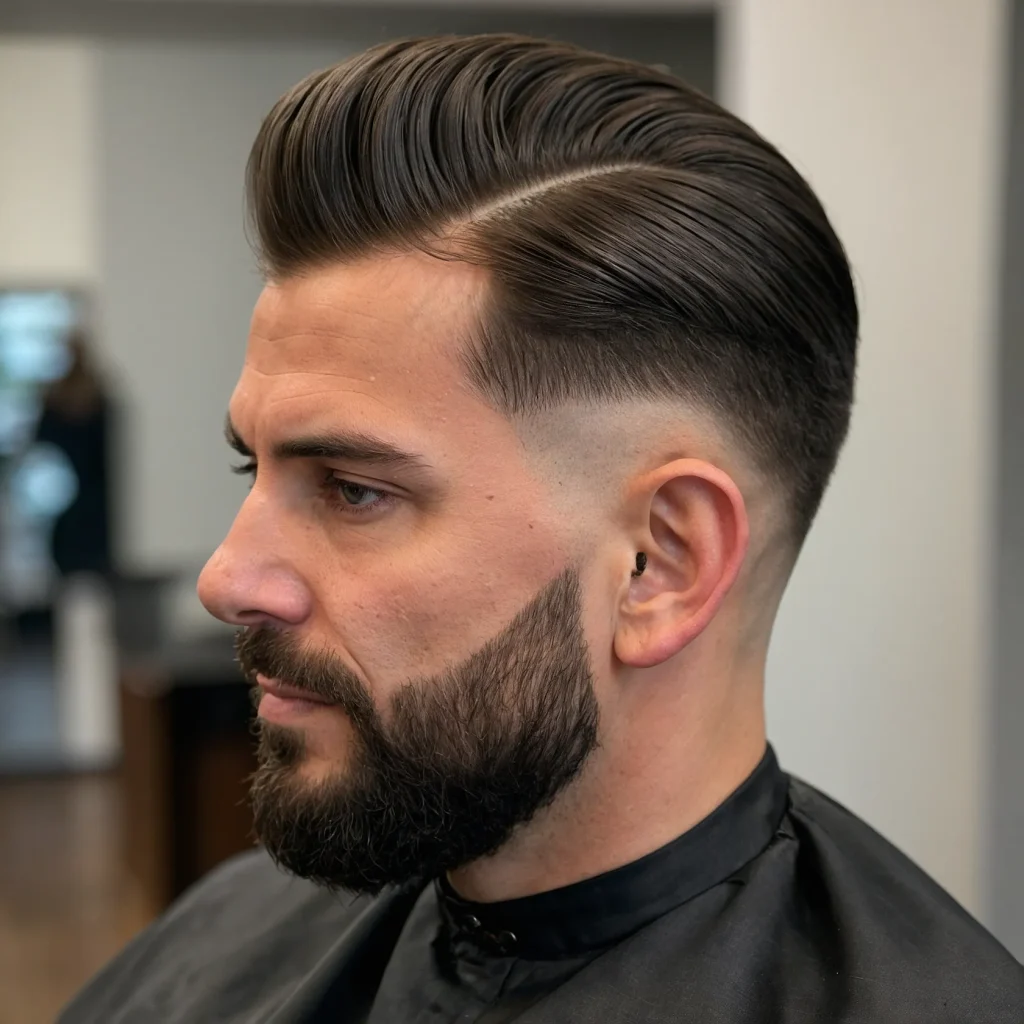 Taper Fade with Pompadourman with volumin