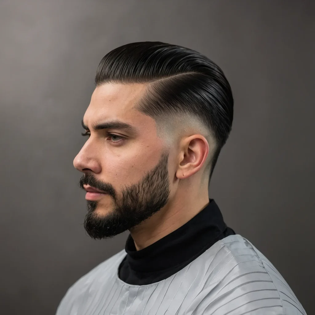 Taper Fade with Slicked Back Hairman with m