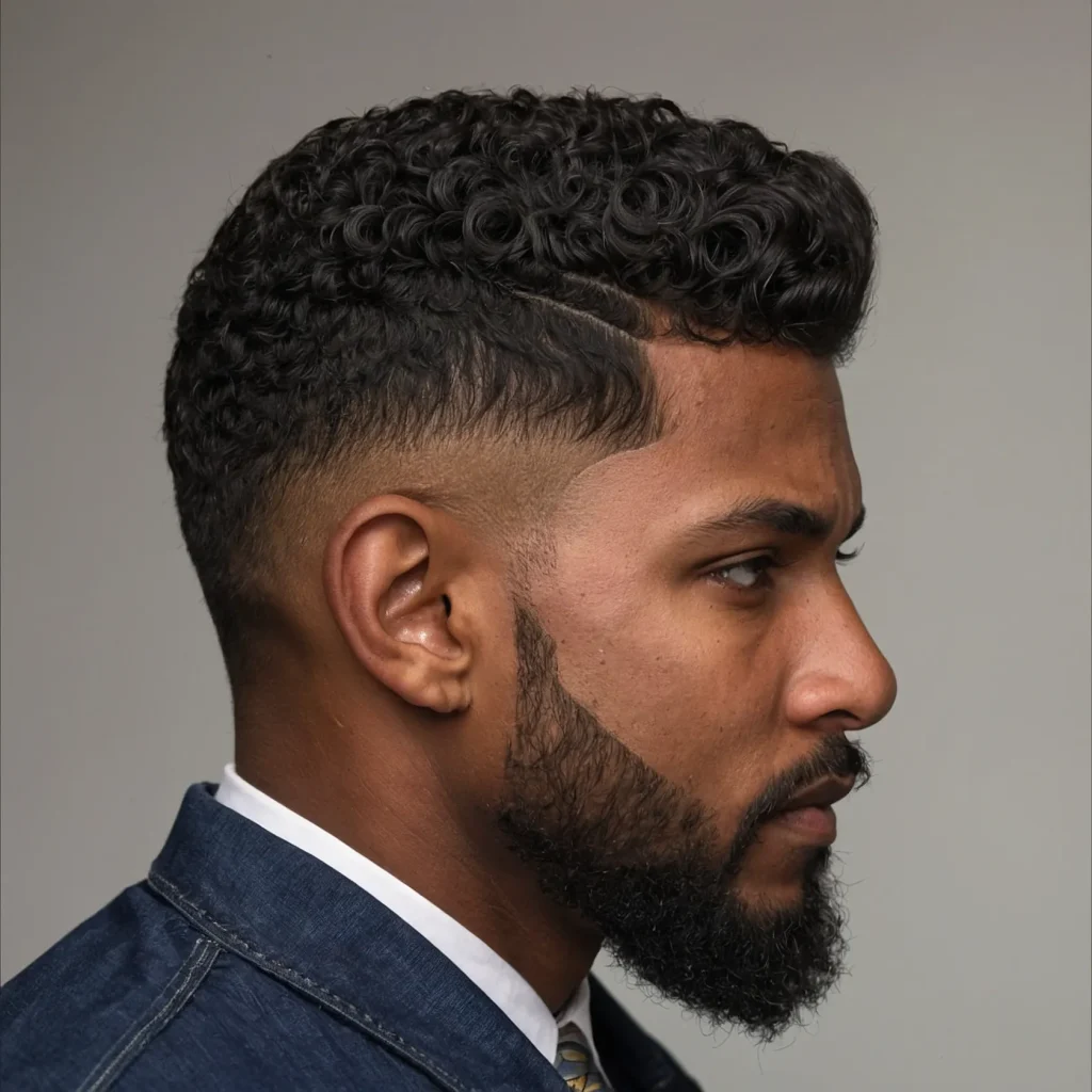 Taper Fade with Tapered Sideburnsman with s
